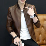 Bonsir Slim Fit Leather Jacket for Men Thin Casual Man Suits and Blazers New in Spring Clothes Menswear Gentleman Fashionable Coats Hot