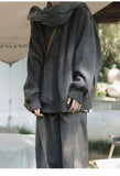 BONSIR  -  new graphite gray chic V-neck sweatshirt, bristle plus fleece raglan sweatshirt jacket