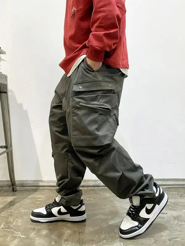 Bonsir Japanese Streetwear High Quality Multi Pocket Cargo Pants Men Clothing Harajuku Loose Casual Baggy Trousers Korean Harem