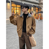 BONSIR  -  Fall Short-Length Bomber | American Retro Shacket W/ PU-Leather Collar - Relaxed Plus Sizing M-5XL
