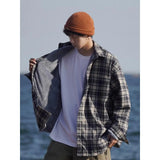 BONSIR  -  American retro plaid shirt men's autumn and winter thickened and fleece warm, trendy loose and casual long-sleeved shirt jacket