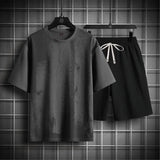 BONSIR  -  Men's Summer Tracksuits Fashion Harajuku T Shirts+Shorts Sets Mens 2 Piece Short Sleeve Set Splash-ink Loose Tracksuit