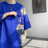 Bonsir Patchwork Contrast Color T Shirt Men Summer Fashion Top Tees Unisex Harajuku T-shirt Male Half Sleeve TShirts Blue White Black