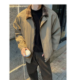 BONSIR  -  The Plaid-Trim Bomber | Men's Plus-Size Maillard Shacket for Urban Layering M-5XL High-quality Men's Spring and Autumn Jacket