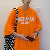 BONSIR  -  American Retro Letter Printed Pullovers Summer High Street O-Neck Men's Clothing Youthful Vitality Short Sleeve Basic T-shirts