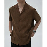 BONSIR  -  Summer Short Sleeved Shirt Men Oversized Beige Casual Shirt Streetwear Men Korean Loose Hollow Shirt Mens Hawaiian Shirts