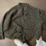 Bonsir Moss Green Contrast Color Casual Sweater Autumn Genderless Fashion Streetwear Soft Versatile Tops Men'S Clothing Unisex