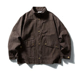BONSIR  -  Vintage Large Pockets Cargo Jackets Mens Streetwear Punk Y2k Casual Coats Harajuku Loose Hip Hop Japan Style Jackets Male