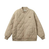 BONSIR  -  Diamond plaid cotton jacket for men and women in autumn and winter thickened baseball uniform casual retro cotton jacket