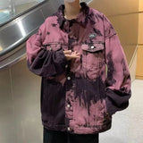 BONSIR  -  Mens Jackets High Street Hip Hop Retro Gradient Tie Dye American Style Denim Workwear  Design Jacket Mens Spring Autumn New