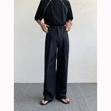 BONSIR  -  Black Oversized Suit Pants Men Fashion Social Mens Dress Pants Korean Loose Straight Wide Leg Pants Mens Office Formal Trousers