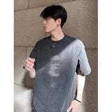 Bonsir Summer new street trend men and women washed personalized printed round neck short sleeved couple loose retro casual T-shirt top