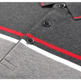Bonsir Smart Casual Autumn Pure Cotton Polo Shirt Men New Lapel Button Contrast Color Fashion Office Social Loog Sleeve T-shirt Tops