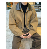 BONSIR  -  Autumn New Fashion Men's Loose Color-coded Casual Trendy Turn-down Collar Long Sleeve Zipper Jacket Male Coat Clothes Tops