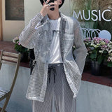 Bonsir Mens Y2k Casual Mesh Tops Genderless Spring Autumn New Fashion Individuality Loose Versatile Streetwear Retro Shirts Unisex