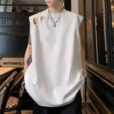 Bonsir Mens Vest Ripped Sports Breathable Tank Top Fashion Streetwear Personality Versatile Sleeveless Top Men'S Clothing Summer New