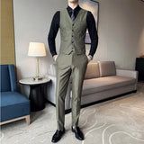 Bonsir ( Jacket + Vest + Pants ) Spring Luxury Men High-end Suit Formal Groom Wedding Tuxedo Mens Work Party Slim Fit Suit 3 Piece