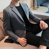 Bonsir High Quality Solid Single Button Casual Blazer Men's Korean Simple Business Elegant Fashion Party Slim Fit Suit Jacket 4XL