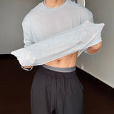 BONSIR  -  Mens T-Shirts Ice-Feeling Breathable Slightly Transparent T-Shirts Summer Streetwear Fashion Elastic Comfort Tops Men'S Clothing