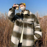 BONSIR  -  Two pockets on the chest, large plaid cotton thickened tweed coat, retro and fashionable