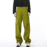 Bonsir Spring Washed High Street Men's Jeans Multiple Pockets Cargo Trousers Straight Wide Leg Male Denim Pants
