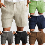 BONSIR  -  Linen Solid Color Breathable Men's Shorts Summer Casual Outdoor Beach Vacation Loose Vintage Stylish Shorts Men's Clothing