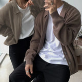 BONSIR  -  Streetwear Sweater Cardigan Men Fall Winter Casual Long Sleeve Sweatercoat Men's Baggy Thicken Thermal Knitted Sweaters Male Top