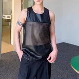 Bonsir Mens Vest Stitching Mesh Sexy Jogging Tank Tops Summer Y2k Gym Sports Streetwear Casual Beach Sleeveless Tops Menswear