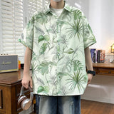BONSIR  -  Beach Street Wear Tropical Floral Short Sleeved Men Printed Shirts Summer Seaside Vacation Men's Hawaiian Shirt Plus Size 5XL-M