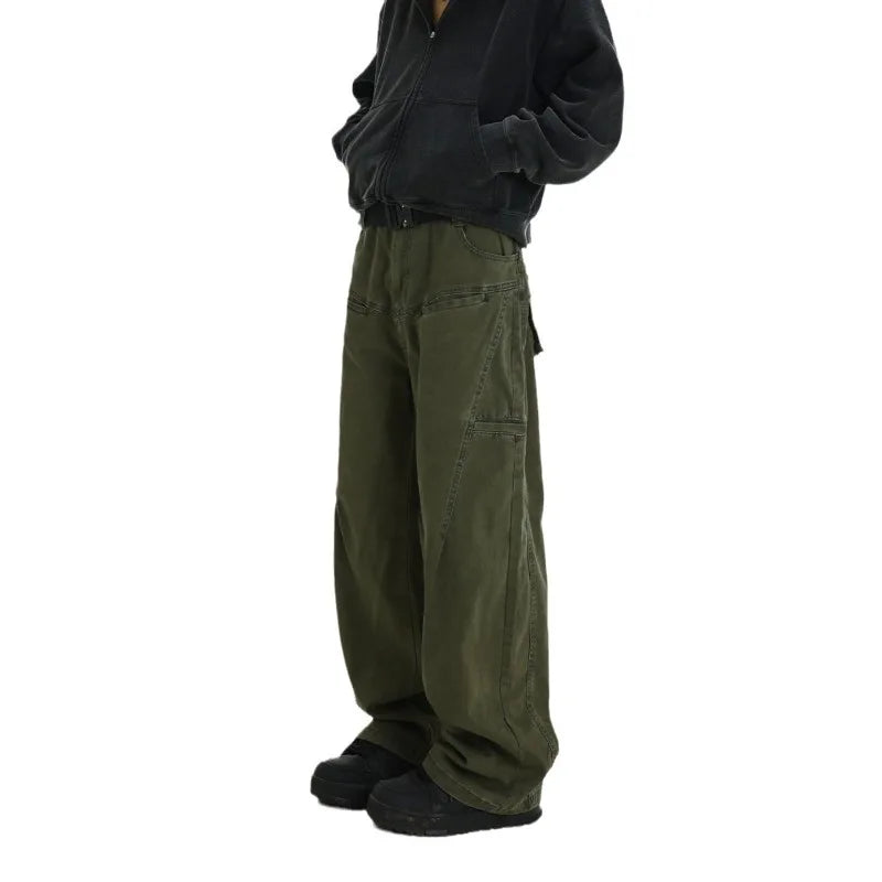 Bonsir Techwear Wide Cargo Pants Men Hip Hop Wide Leg Trousers Male Streetwear Loose Casual Oversize Korean Mens Clothing