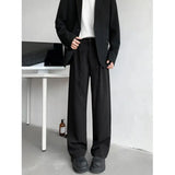 BONSIR  -  Brown Black Suit Pants Men Fashion Society Mens Dress Pants Korean Loose Straight Casual Pants Mens Office Formal Trousers M-2XL