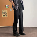 BONSIR  - Brown Suit Pants Men Fashion Society Mens Black Dress Pants Korean Casual Straight Pants Mens Office Formal Trousers Plus Size