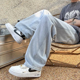 Bonsir Neutral Simple Solid Long Jeans Men Korean Style Fashion High Street Loose Casual Jean Pants Male Daliy All-match Trousers