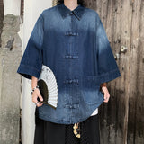 BONSIR  -  Denim Jacket Men's Distressed Shirts Men's Tang Suits Washed Denim Jackets Men's Denim Jackets Men's Casual Wear Men Mens Jacket