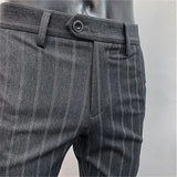Bonsir Classic Stripe  Mens Formal Pant Formal Business Office Social Trousers High Quality Men Korean Slim Fit Formal Party Suit Pants