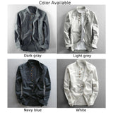 BONSIR  -  Business Daily Light Grey M-2XL White Black Dark Gray Shirt Mandarin Collar Mens Slim Fit Business Long Sleeve