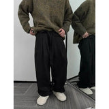 BONSIR  -  American retro streamer suede scimitar pants cleanfit pants men's bf lazy style loose wide-leg straight pants