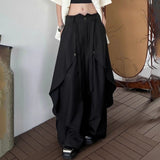 BONSIR  -  Y2k Irregular Skirt Pants Gothic Dark  Multi-Layer Casual Pants Genderless Streetwear Fashion Youth Wide-Leg Pants Unisex