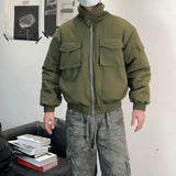 Bonsir Mens Fashion Trend Short Jacket Autumn And Winter Street Commuting Stand Collar Silhouette Workwear Casual Thickened Jacket
