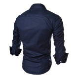BONSIR  -  Mens Casual Slim Shirts Long Sleeve Button Down Business Formal Dress Shirt Tops Fashion Blouse Luxury Social Shirts For Men