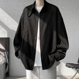 Bonsir Spring Summer High Quality Solid Long Sleeve Shirts Man 2024 Casual Oversize Blouse Male Fashion Simple Clothing Plus Size 5XL-M