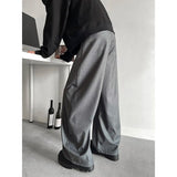 BONSIR  -  Grey Black Suit Pants Men Fashion Society Mens Dress Pants Korean Loose Casual Wide Leg Pants Mens Office Formal Trousers