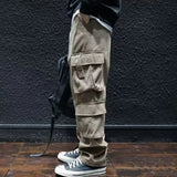 Bonsir Wide Multi Pocket Trousers Man Big Size Straight Cargo Pants for Men Multipockets Long Baggy Street Spandex Y2k Vintage Cotton