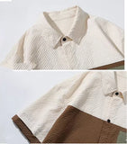 BONSIR  -  Men's Summer Trendy Brand Short Sleeve Shirt Snd Shorts Two piece Set Ice Silk Splicing Letter Pattern Printed Men's Casual Set