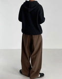 BONSIR  -  Autumn Winter Men's Cotton Wide Leg Floor Suit Pants Korean Casual Loose Straight  Thicken Full Length Trousers Male Keep Warm