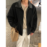 BONSIR  -  Fall Short-Length Bomber | American Retro Shacket W/ PU-Leather Collar - Relaxed Plus Sizing M-5XL