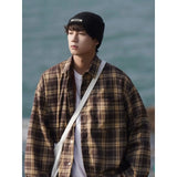 BONSIR  -  American retro plaid shirt men's autumn and winter thickened and fleece warm, trendy loose and casual long-sleeved shirt jacket