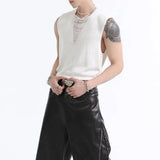 Bonsir Mens Vest Ripped Daily Casual Tank Top Spring And Summer Street Wear Fashion Youth Campus Sleeveless Top Men'S Clothing