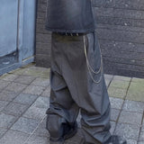 BONSIR  -  High Street Striped Chain Hanging Suit Trousers for Men Patchwork Straight Loose Casual Pants Oversized Wide Leg Cargos