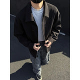 BONSIR  -  Spring Black Jacket Men Fashion Casual Apricot Jacket Men Streetwear Korean Loose Bomber Jacket Mens Short Coat M-3XL